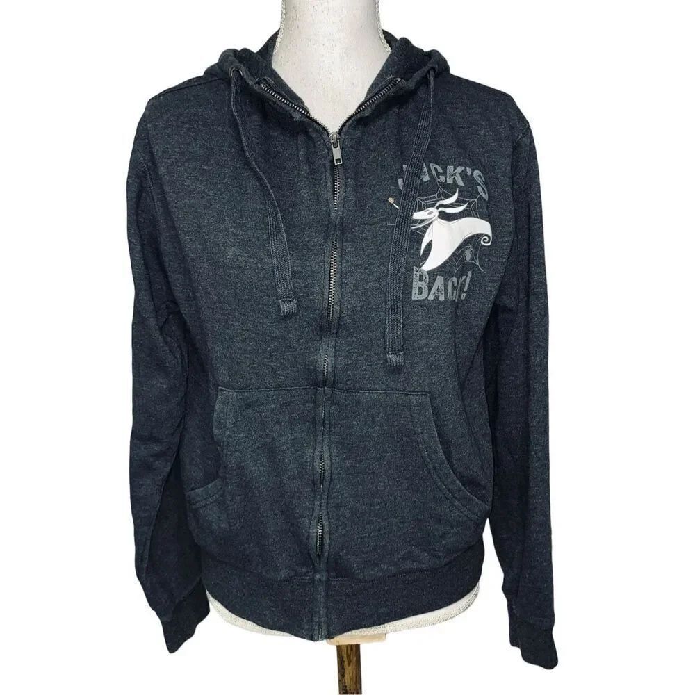 Disney Jack Skellington Women's Charcoal Grey Spiderweb Print Hoodie Small
